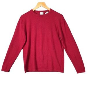 TSE 100% Cashmere Sweater Womens Crewneck Long Sleeve  Red Luxury Soft *Repaired